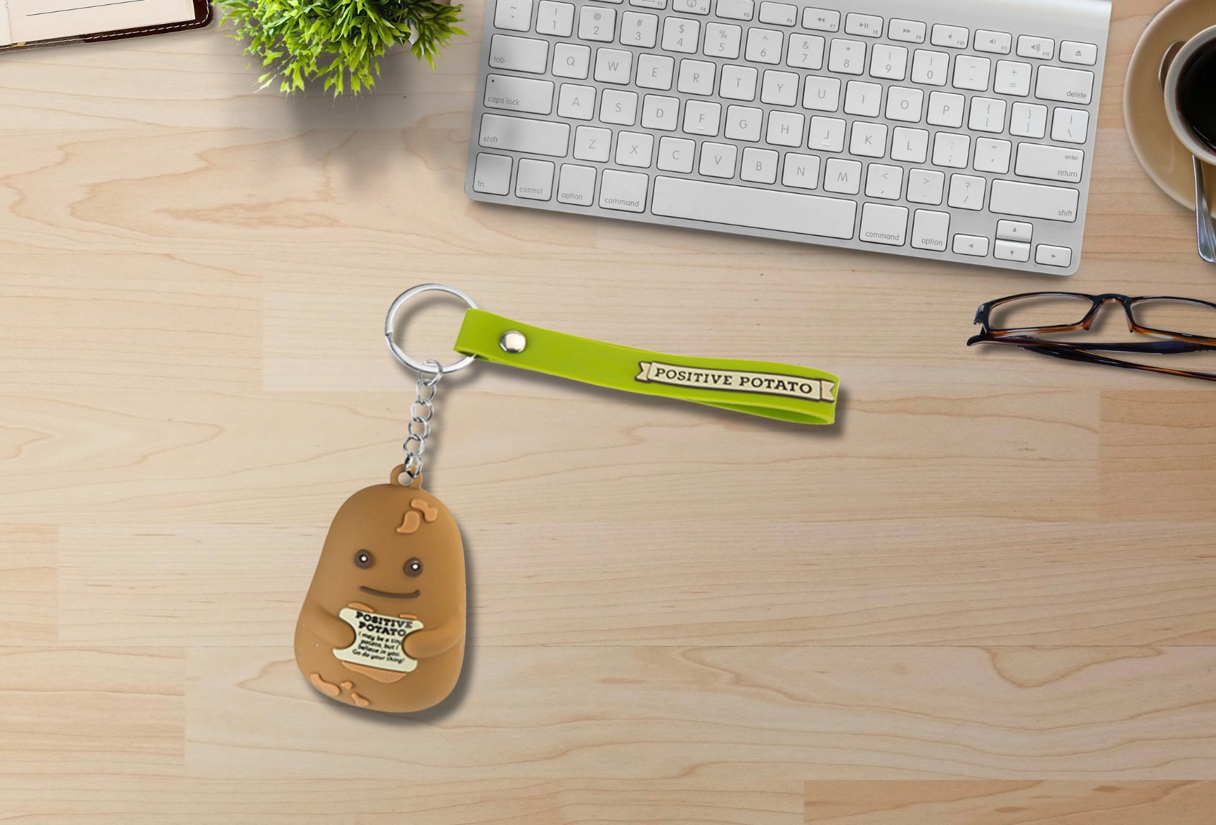 3D Steve the Positive Potato keyring with strap – HookedByBex
