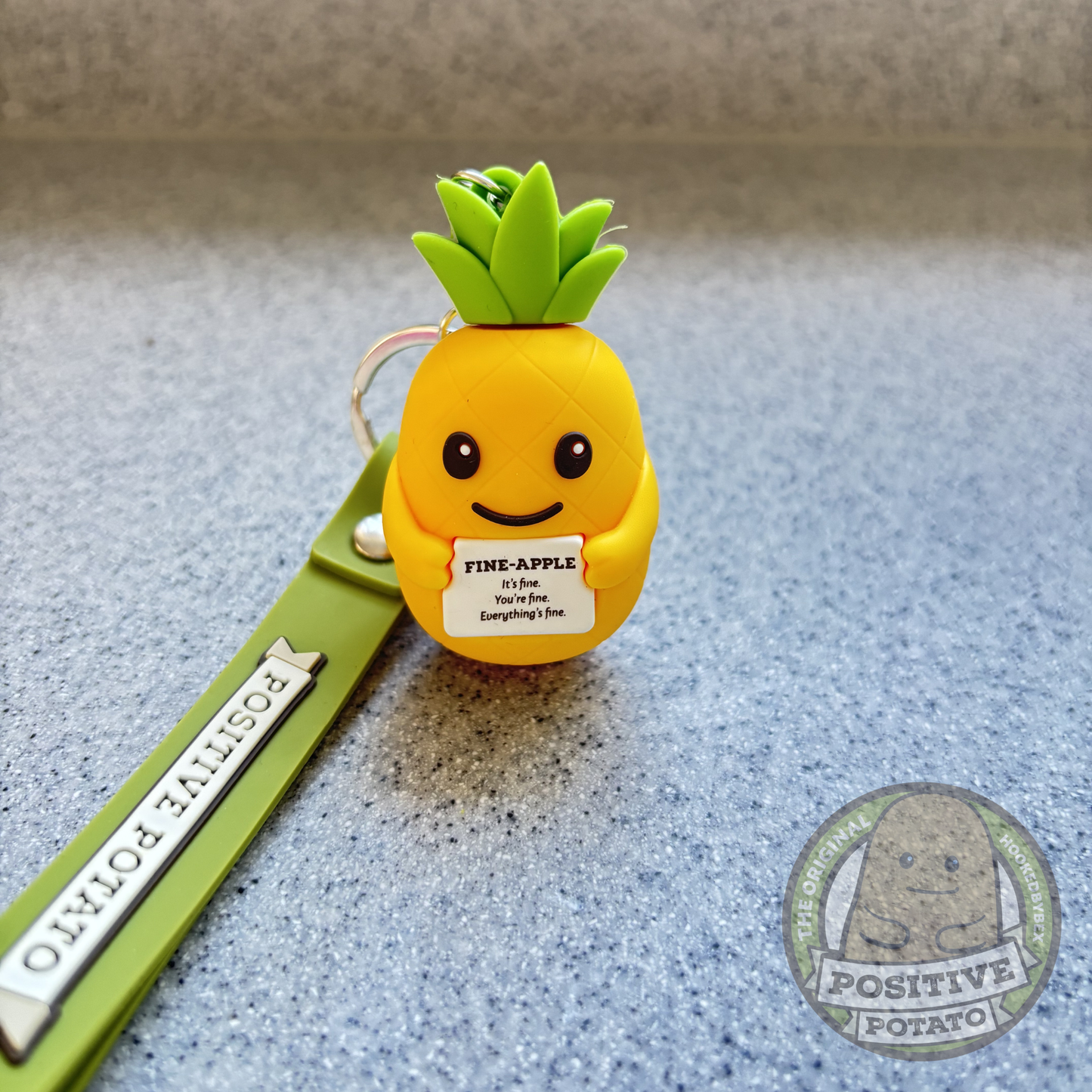 Fine-Apple 3D keychain with wrist strap