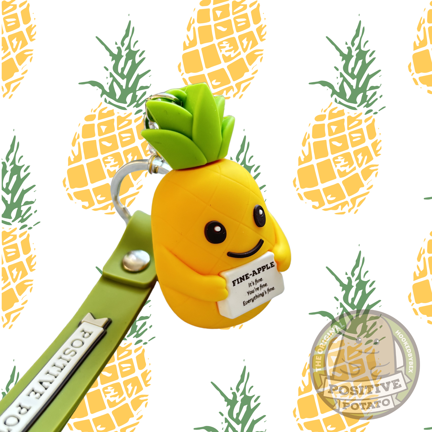 Fine-Apple 3D keychain with wrist strap